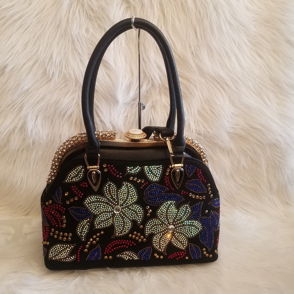 A- FRAME COLORFUL FLORAL DESIGN HANDBAG